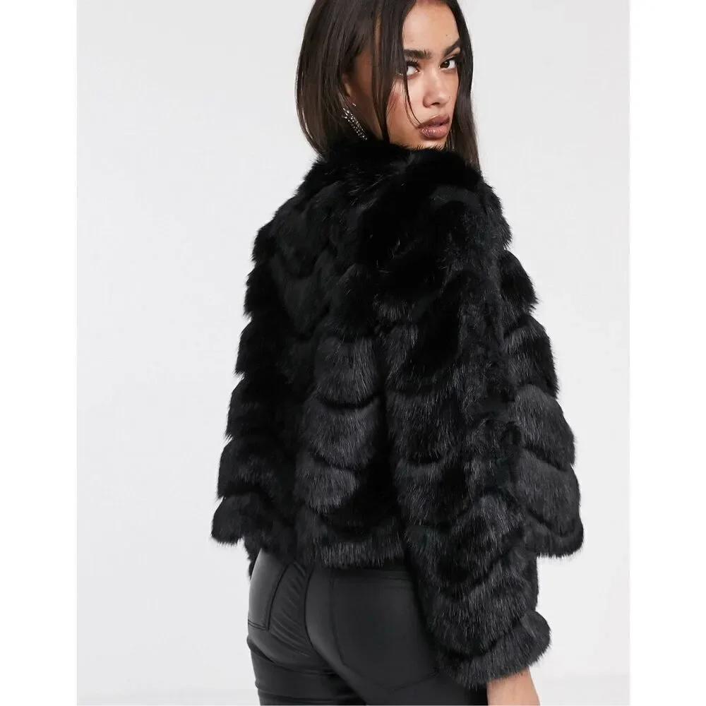 Elliatt Goldenseal textured faux fur jacket in black size L NWT$299 - Picture 1 of 5